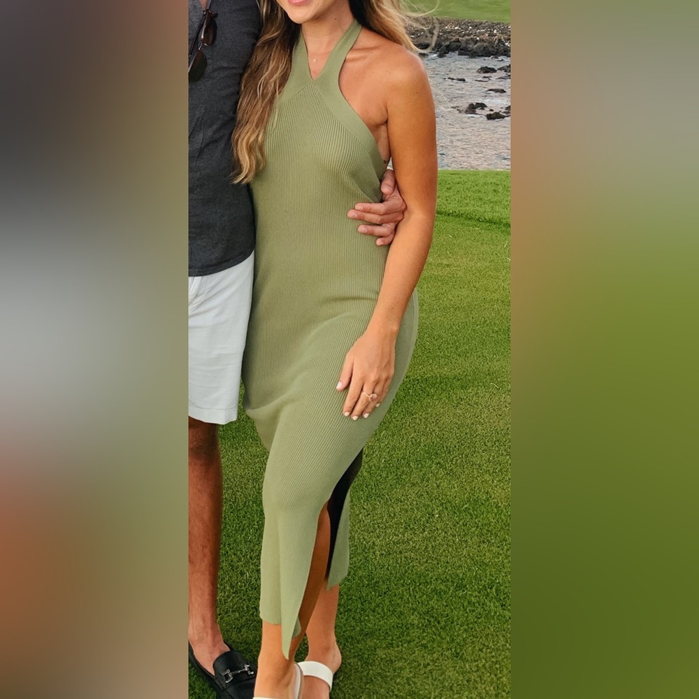 Wilfred One Shoulder Sage Green Dress